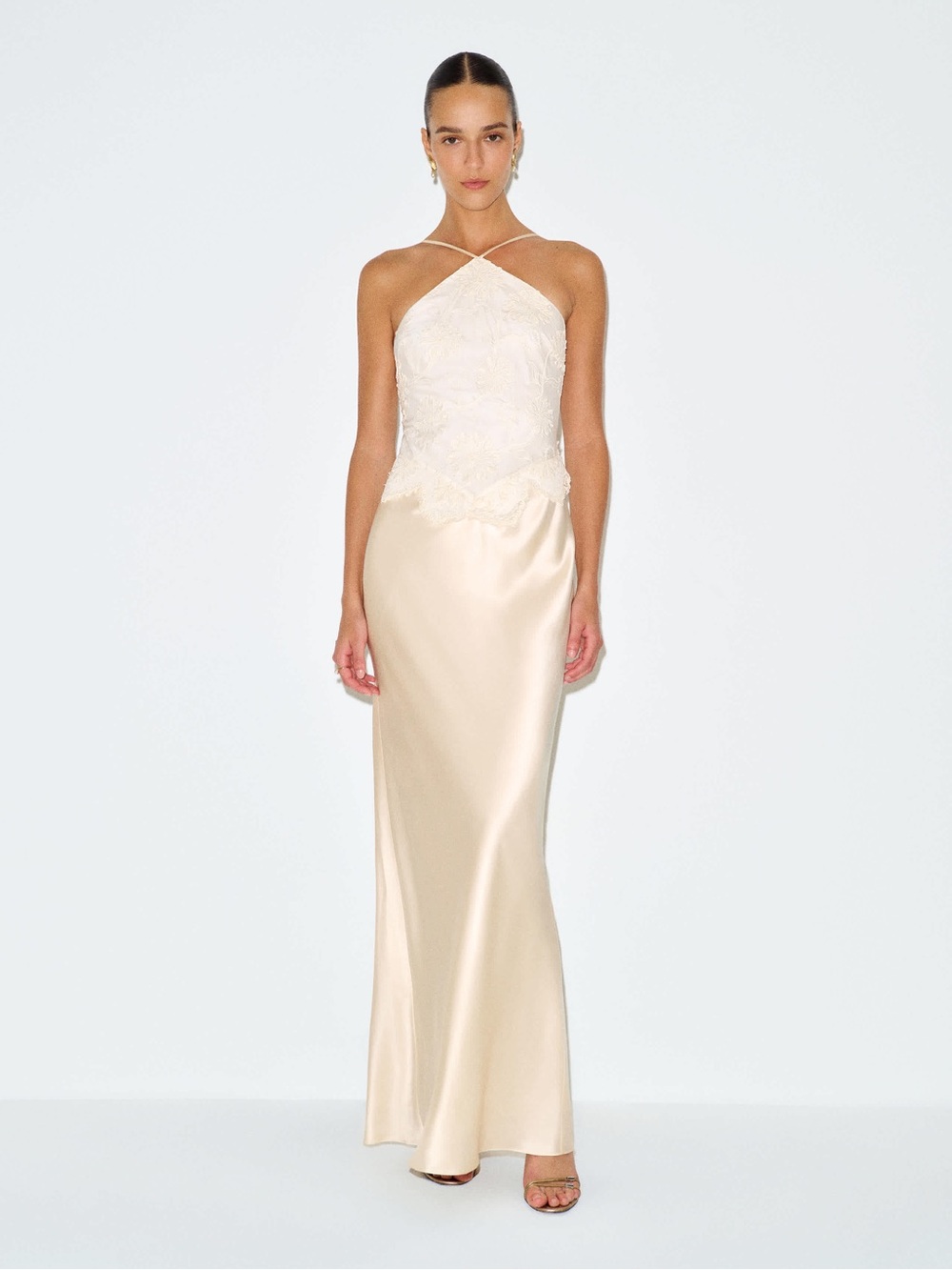 Reformation Jillian Silk Dress - Fior di Latte Embroidery